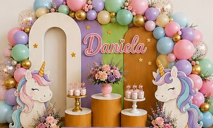 Decoración temática de unicornios