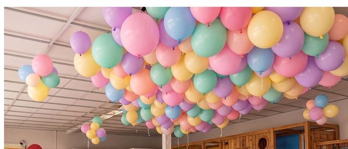 Techo parcialmente cubierto de globos